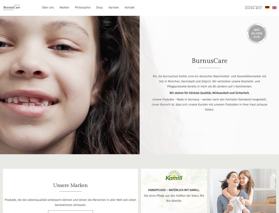 Screenshot vom Projekt Burnus Care