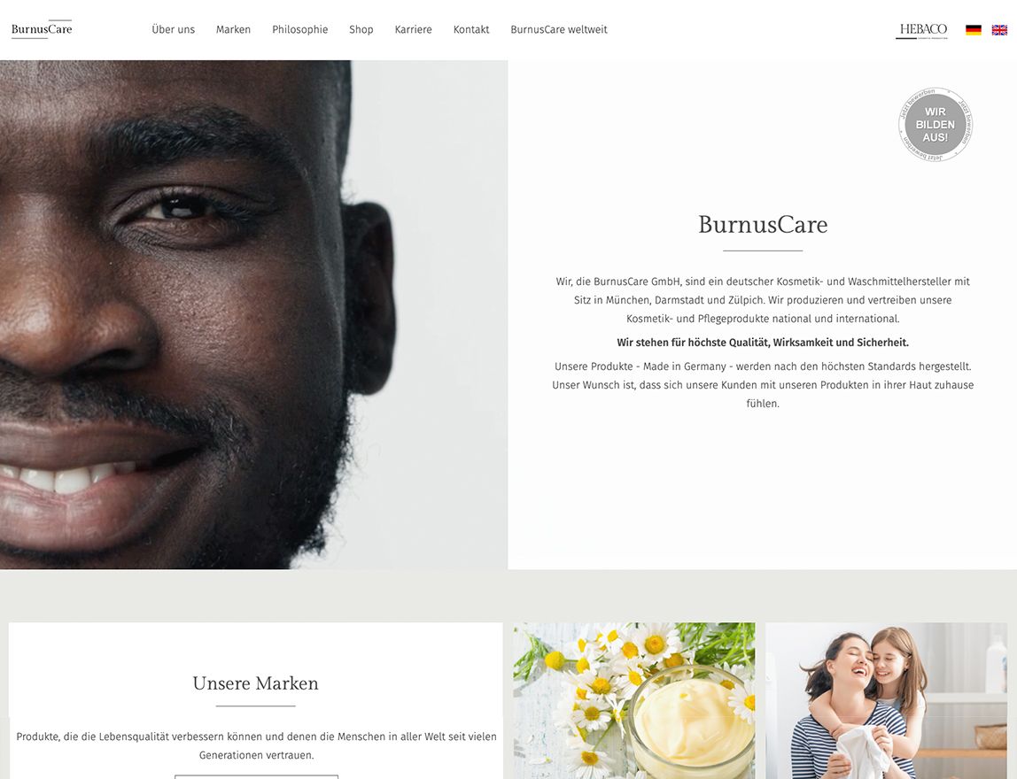 Screenshot vom Projekt Burnus Care
