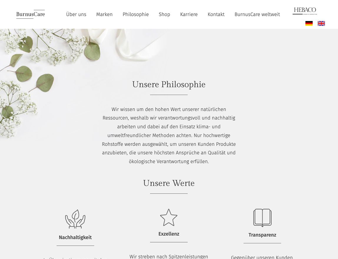 Screenshot vom Projekt Burnus Care