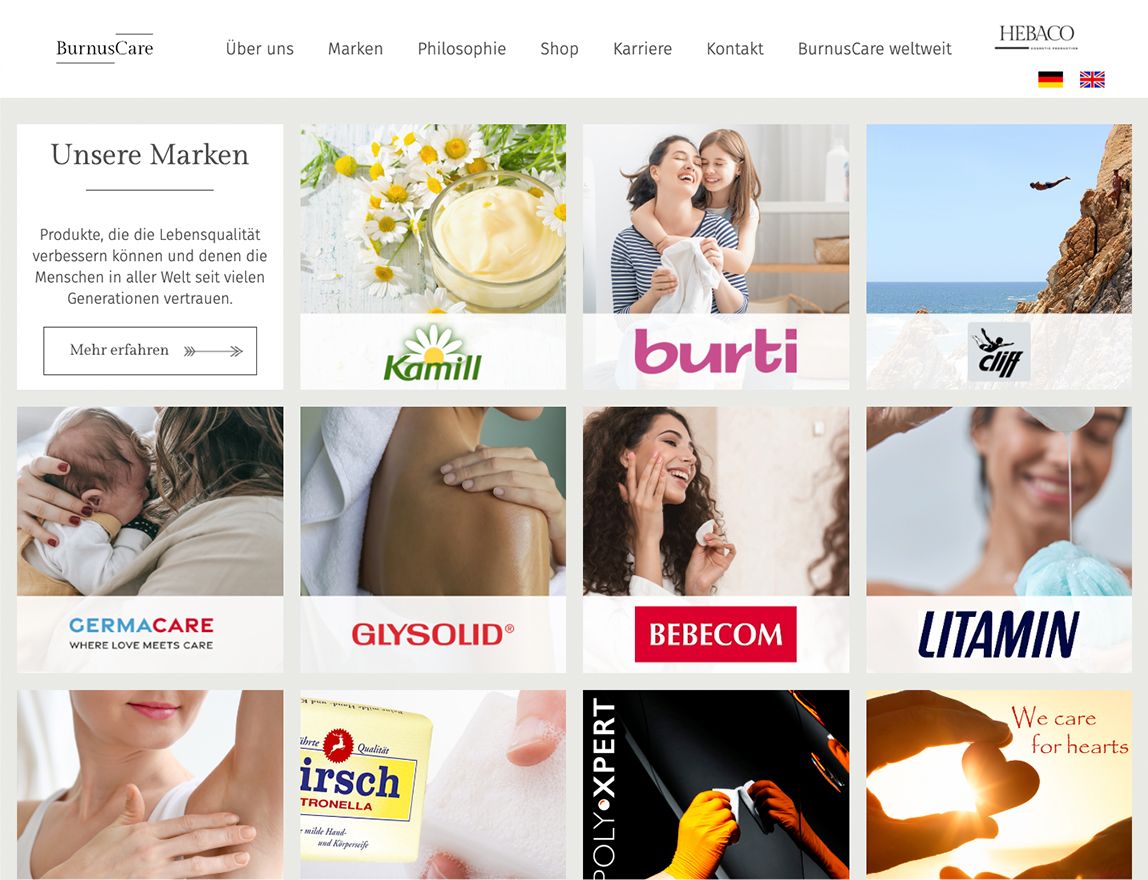 Screenshot vom Projekt Burnus Care