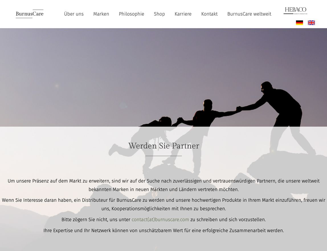 Screenshot vom Projekt Burnus Care