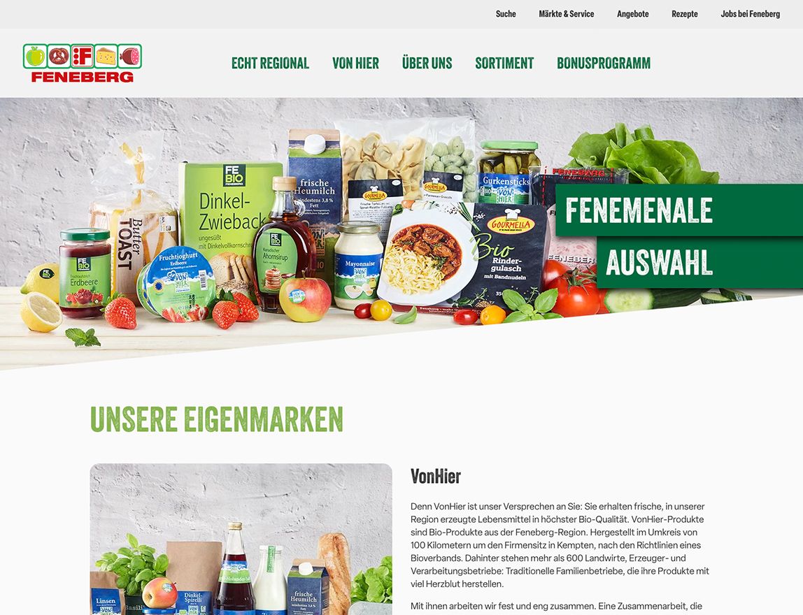 Screenshot vom Projekt Feneberg