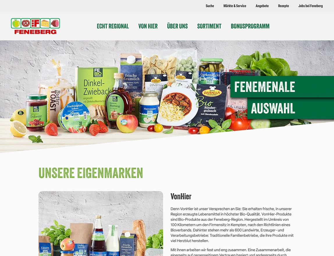 Screenshot vom Projekt Feneberg