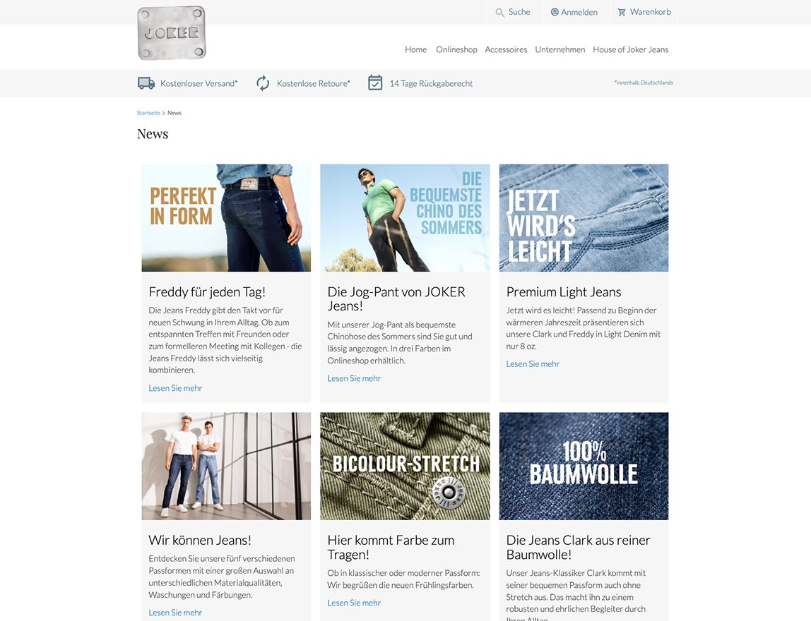 Screenshot vom Projekt Joker Jeans