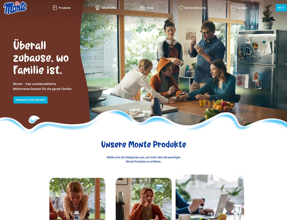 Screenshot vom Projekt Zott Pure Monte