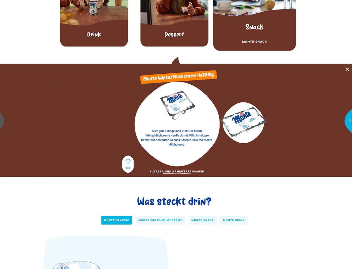 Screenshot vom Projekt Zott Pure Monte