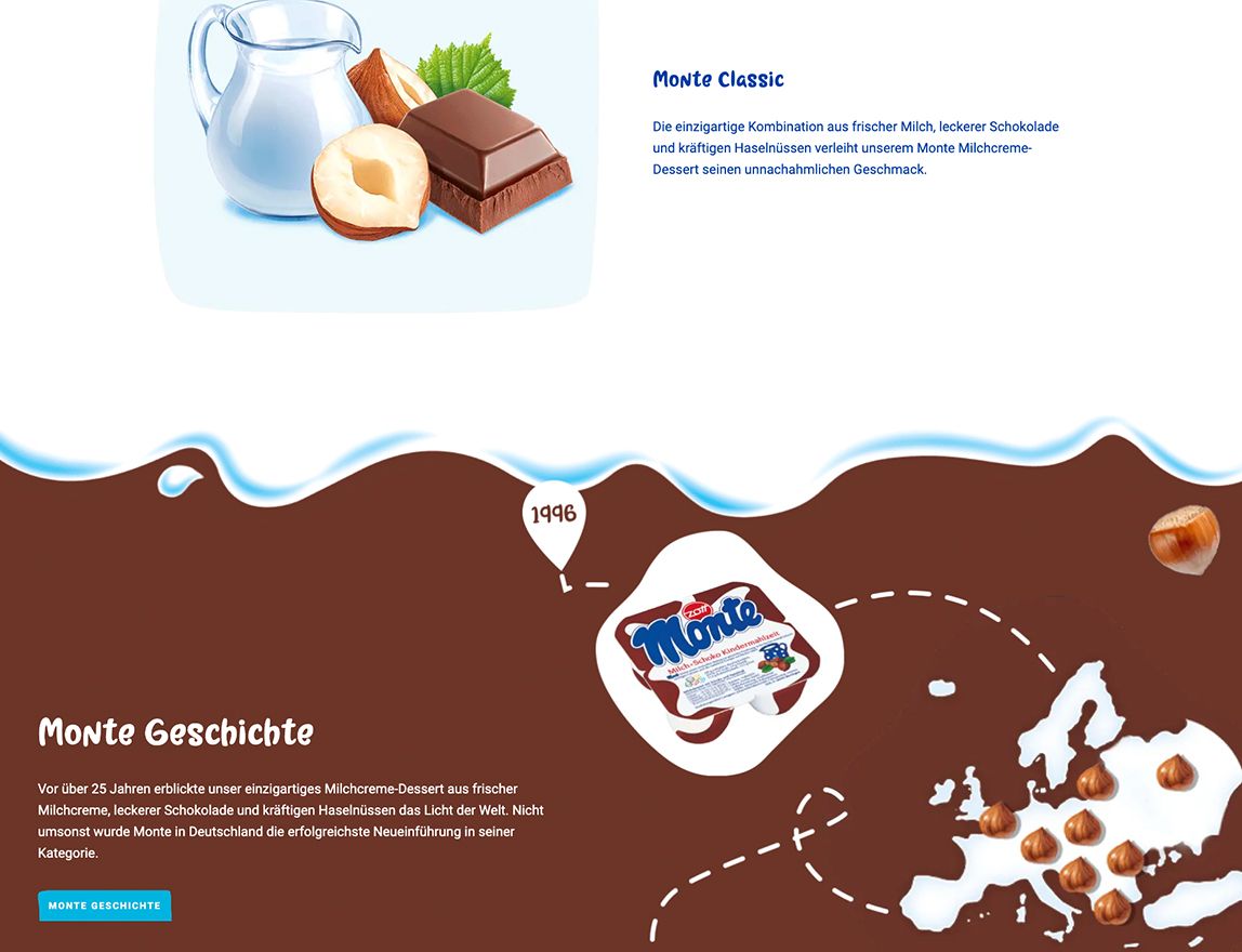 Screenshot vom Projekt Zott Pure Monte