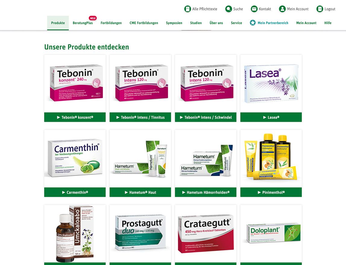 Screenshot vom Projekt Schwabe Fachkreise