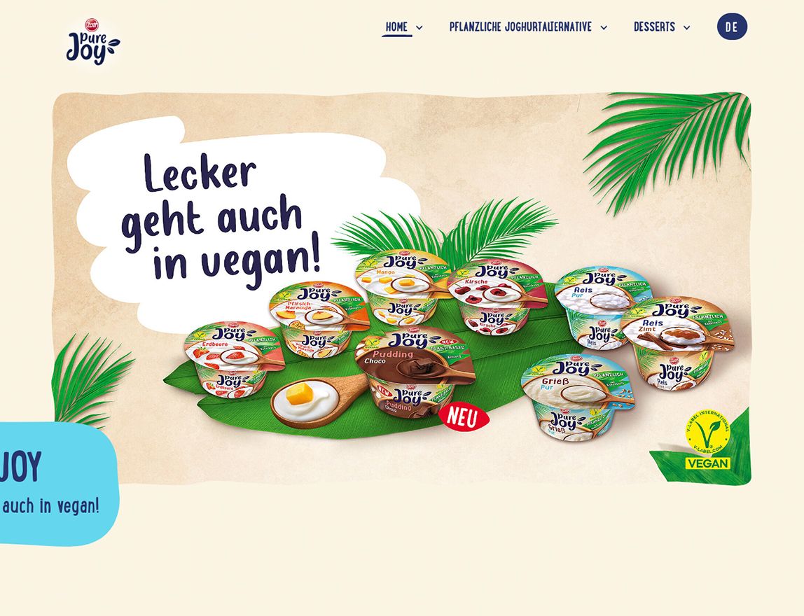 Screenshot vom Projekt Zott PureJoy