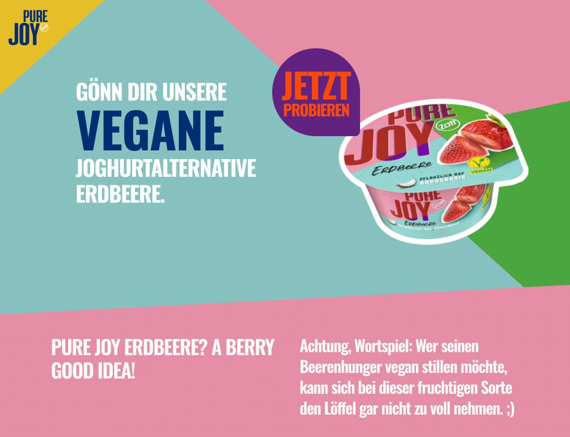 Screenshot vom Projekt Zott PureJoy