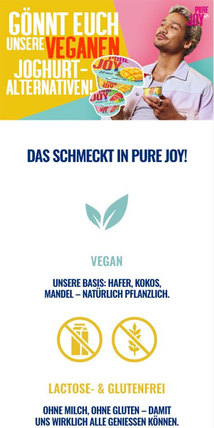 Screenshot vom Projekt Zott Pure Joy