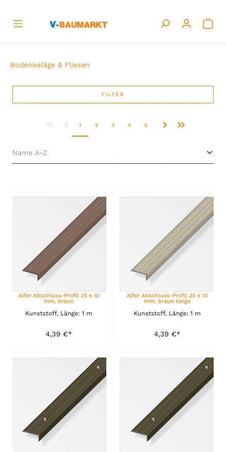 Screenshot vom Projekt V-Baumarkt Shopware