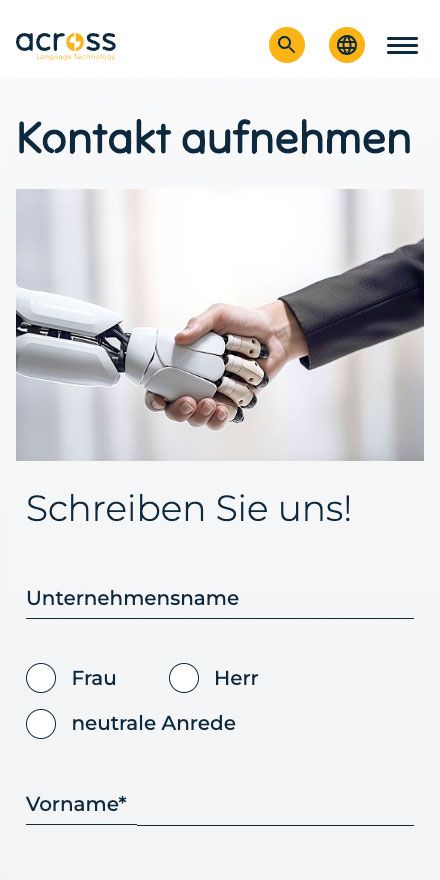 Screenshot vom Projekt Across