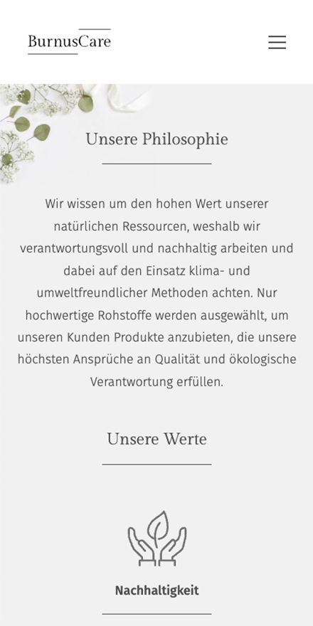 Screenshot vom Projekt Burnus Care