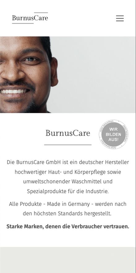 Screenshot vom Projekt Burnus Care