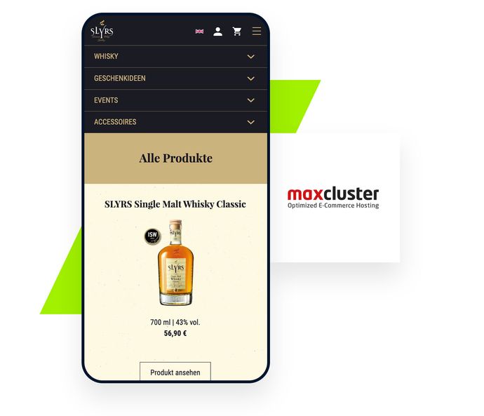 Darstellung des Shops mit maxcluster Logo